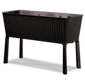 Dark Brown Wicker Raised Garden Bed Planter w/ Water Indicator - image 1