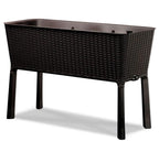 Dark Brown Wicker Raised Garden Bed Planter w/ Water Indicator - image 1
