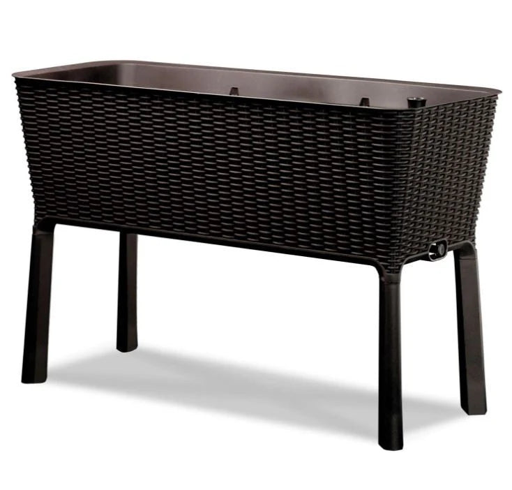 Dark Brown Wicker Raised Garden Bed Planter w/ Water Indicator - image 1