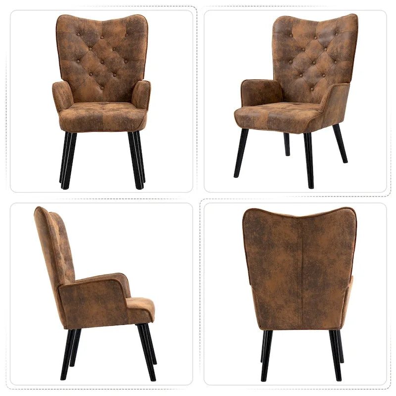 AVAWING Tufted Wingback Accent Chair with Arms - Rustic Design - image 3