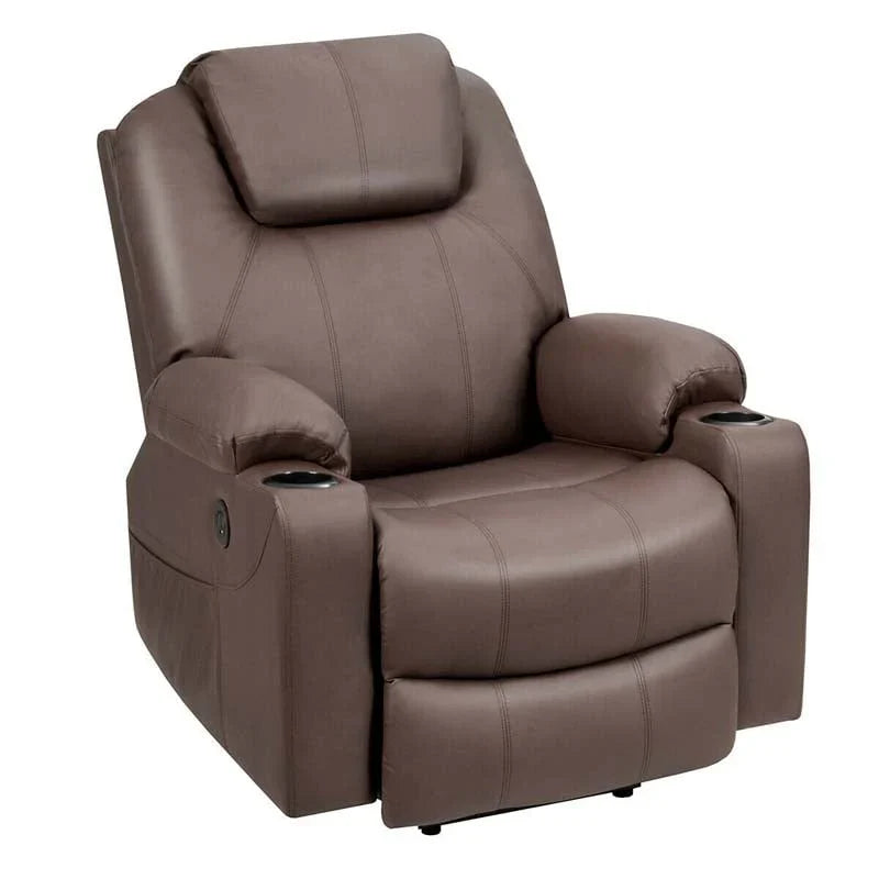 Electric Power Lift Recliner, Leather Massage Reclining Sofa, Elderly Lift Chair with Lumbar Heating & 8 Vibrating Nodes, Cup Holder, USB Port - image 4