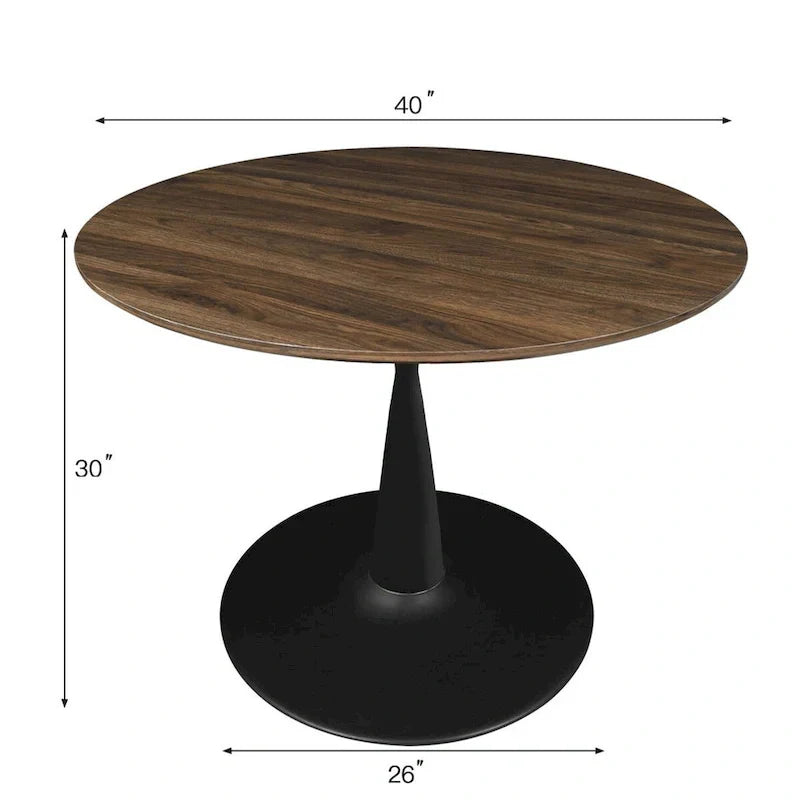 Round Walnut Finish Dining Table - image 8