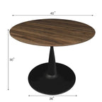 Round Walnut Finish Dining Table - image 8