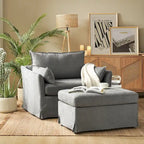Sophie Contemporary Oversized Slipcovered Armchair and Ottoman with Lockable Rear Wheels - image 24