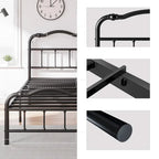 Sturdy 18-Inch High Steel Tube Iron Bed with Double Wave Headboard and Footboard - image 7