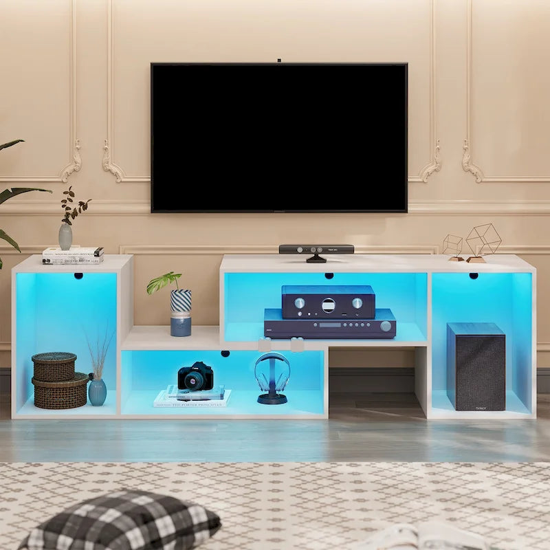 Modern Modular TV Stand with LED Lighting & Open Storage - image 14
