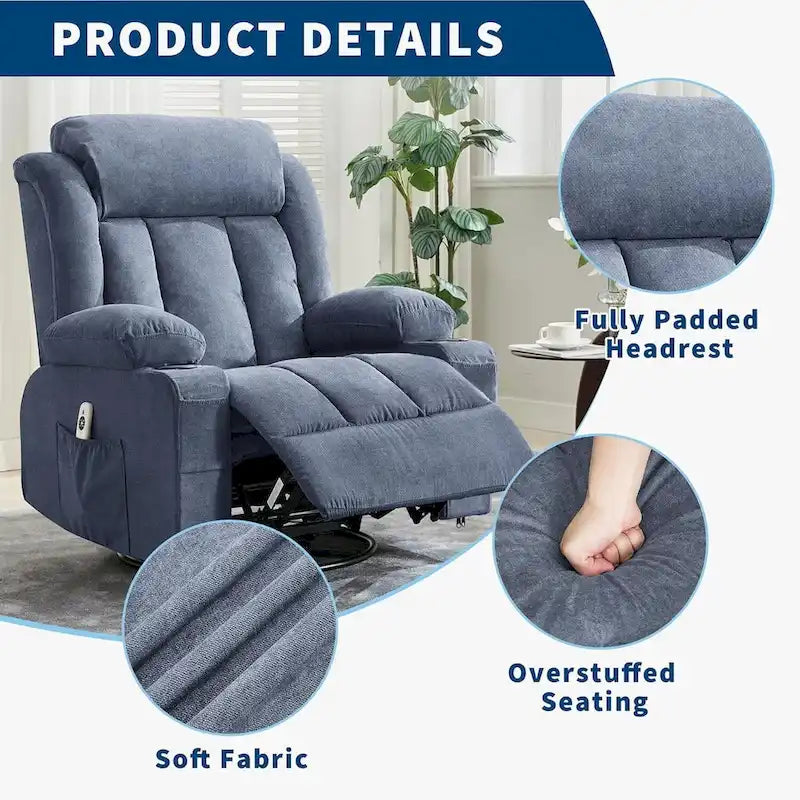 Recliner Chair, Rocking Chairs with Massage and Heat, Side Pockets and Cup Holder - image 18