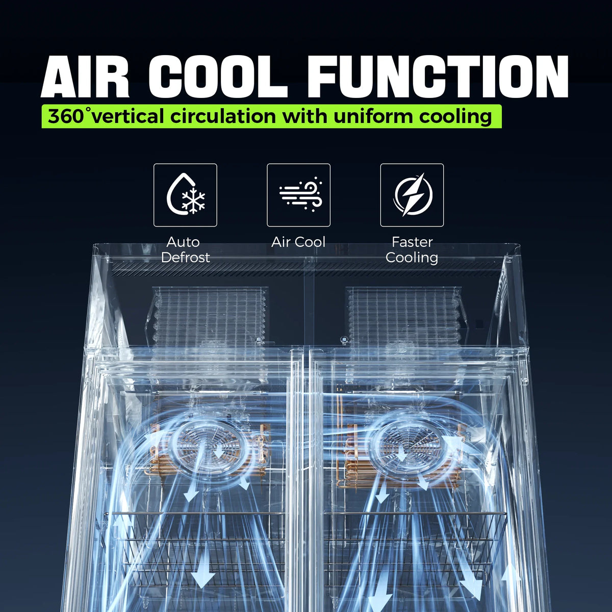 Coolake Commercial Refrigerator and Freezer Combo, 48" W Dual Temperature Zones, 36 Cu.ft 2 Door - image 2