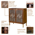 COZAYH Rustic Farmhouse Accent Cabinet with Geometric Mirror Fronts - image 6