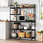 43-Inch Kitchen Bakers Rack with Microwave Stand - 5-Tier Utility Storage Shelf and 10 Hooks for Kitchen and Living Room - image 11