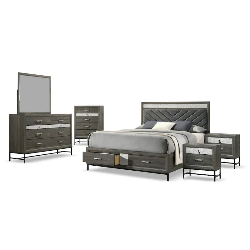 Contemporary Grey 6-Piece Platform Bedroom Set by Furniture of America - Heinisk Collection - image 10