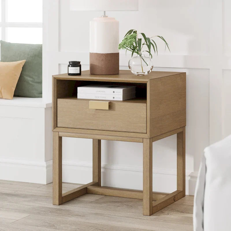 Nathan James Luke Wooden End Table with Storage Drawer and Open Cubby - image 1