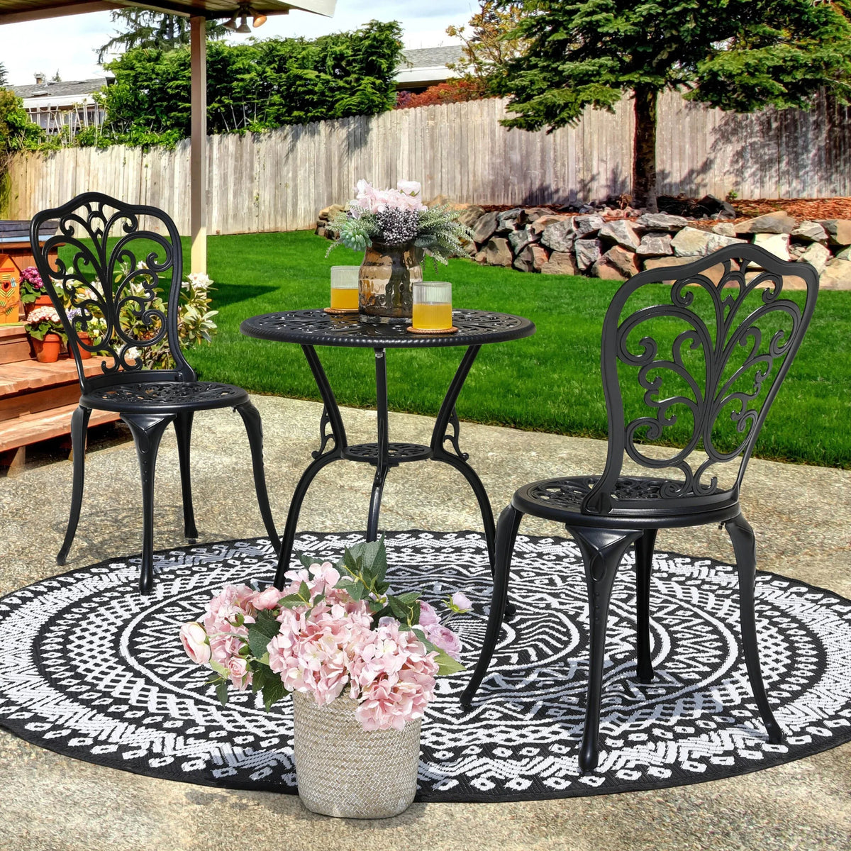 Nuu Garden 3-Piece Black Bistro Patio Set - image 5