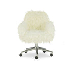 Amber Off-White Faux Fur Executive Chair - image 5