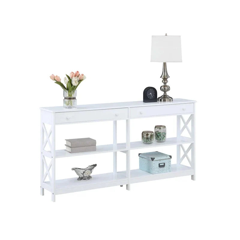 Oxford 60-Inch Console Table with Shelves and 2 Drawers by Convenience Concepts - image 3