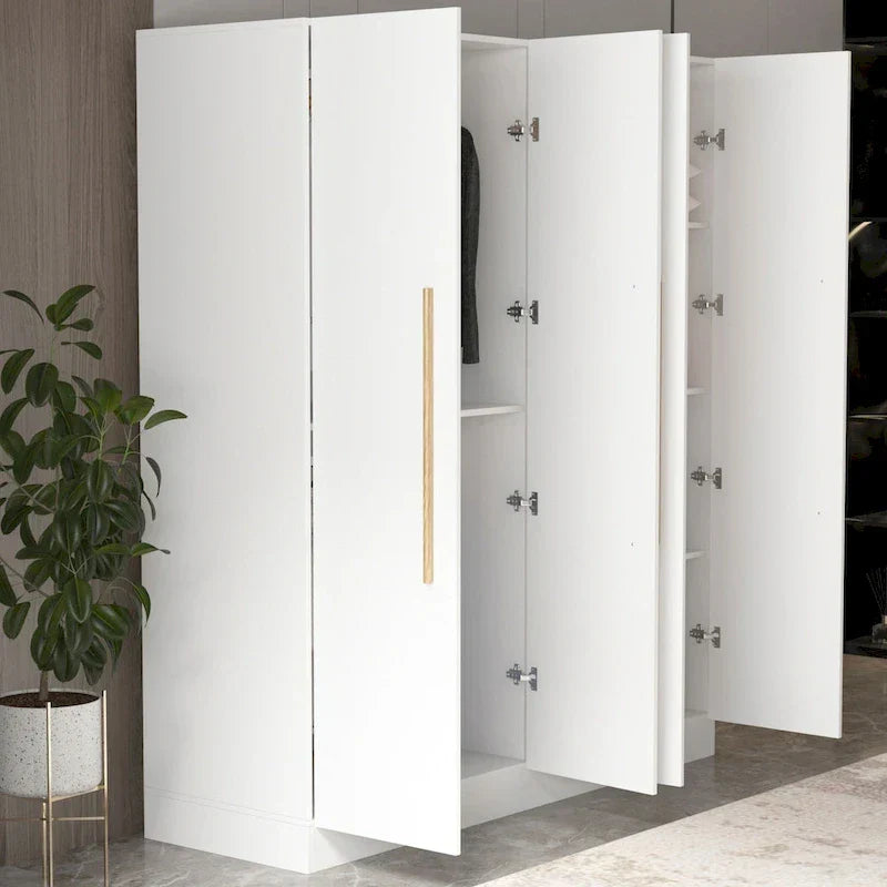 Modern Freestanding Solid Wood Wardrobe Closet With Storage Shelves - image 6