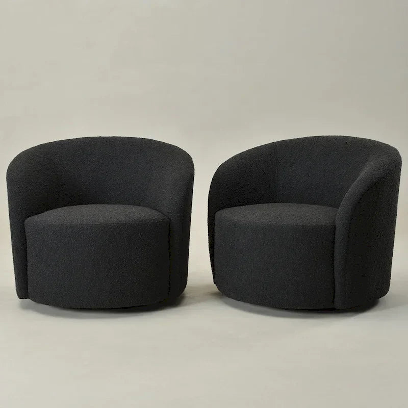 Set of 2 KINWELL 34-Inch Wide Upholstered Swivel Barrel Chairs - image 22