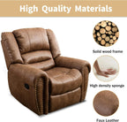 CANMOV Leather Recliner Chair, Classic and Traditional Manual Recliner Chair with Comfortable Arms and Back Single Sofa for Living Room, Nut Brown - image 51
