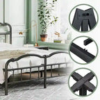 Sturdy 18-Inch High Steel Tube Iron Bed with Double Wave Headboard and Footboard - image 16