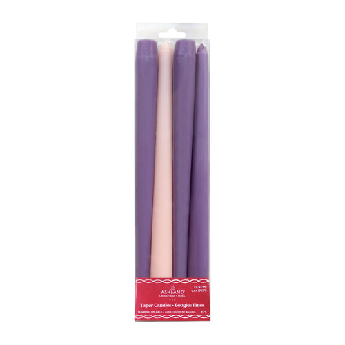 10" Purple & Pink Christmas Taper Candles by Ashland 4ct. / Michaels - image 1
