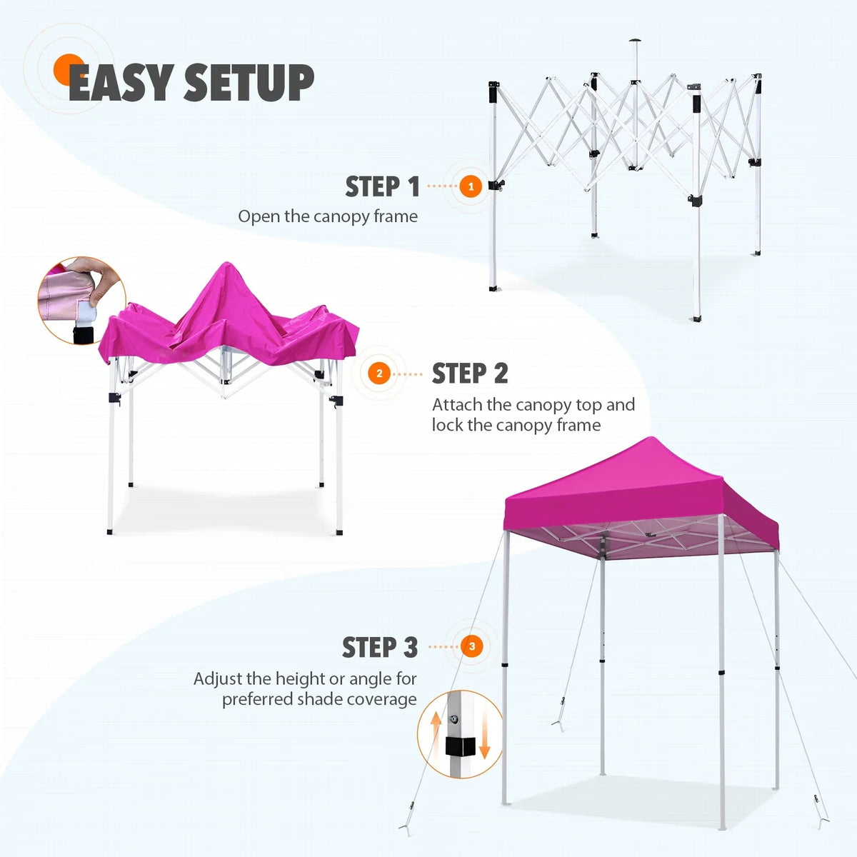 EAGLE PEAK 5x5 Pop up Canopy Tent Instant Outdoor Canopy Easy Set - up Straight Leg Folding Shelter（blue） - image 83
