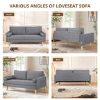 Elegant 65-Inch Orange Polyester 2-Seater Loveseat with Side Pockets and Round Cushions - image 16