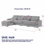 126W Large L-Shaped Corduroy Sofa with USB Charging Port - image 12