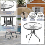 6 Pieces Outdoor Dining Set With Umbrella, Patio Table and 4 Folding Chairs With Umbrella, Garden Patio Furniture Set With Umbrellas, Tempered Glass Top Dining Table - image 22