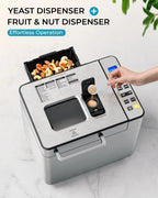 Simzlife 25-in-1 Bread Maker Machine, 2LB Capacity for Dough & Bread with Automatic Fruit and Nut Dispenser, Stainless Steel Construction - image 6