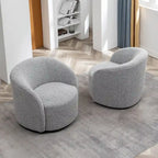 Set of 2 KINWELL 34-Inch Wide Upholstered Swivel Barrel Chairs - image 37