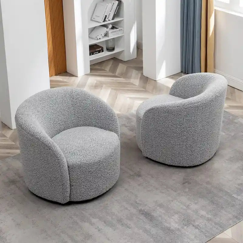 Set of 2 KINWELL 34-Inch Wide Upholstered Swivel Barrel Chairs - image 37