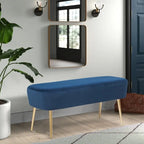 Adeco Velvet Footrest Bench with Metal Legs - Stylish Bed End Stool and Dressing Chair - image 16