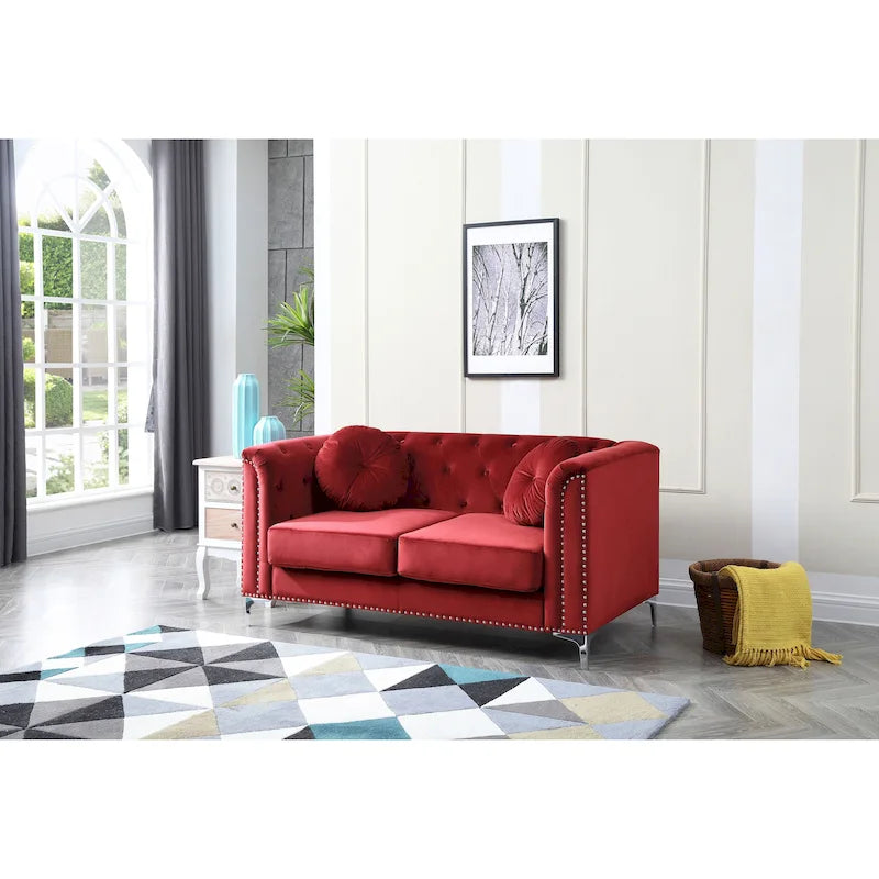 Velvet Button-Tufted Pompano Loveseat - image 6