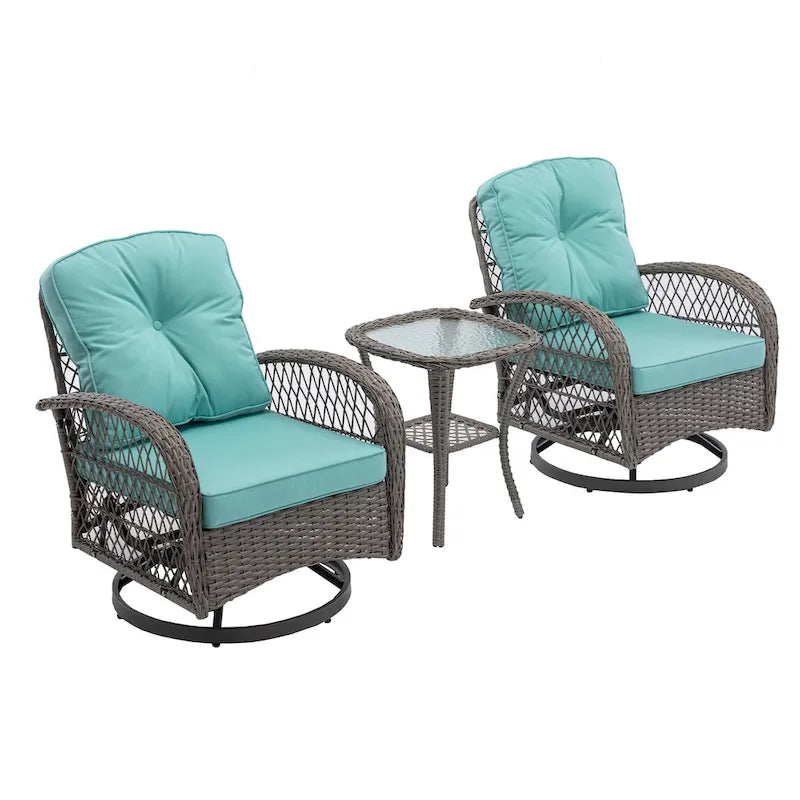 3 Pieces Outdoor Swivel Rocker Patio Chairs, 360 Degree Rocking Patio Conversation Set - image 24