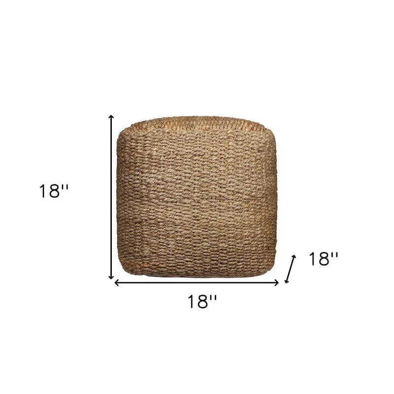 HomeRoots 18-Inch Natural Jute Woven Cube Pouf Ottoman - image 5
