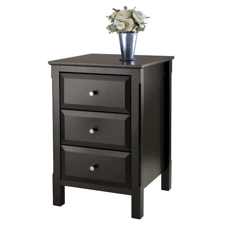 Elegant Black Wooden Nightstand with 3 Generous Storage Drawers - Dimensions: 15.75L x 15.75W x 23.63H - image 14