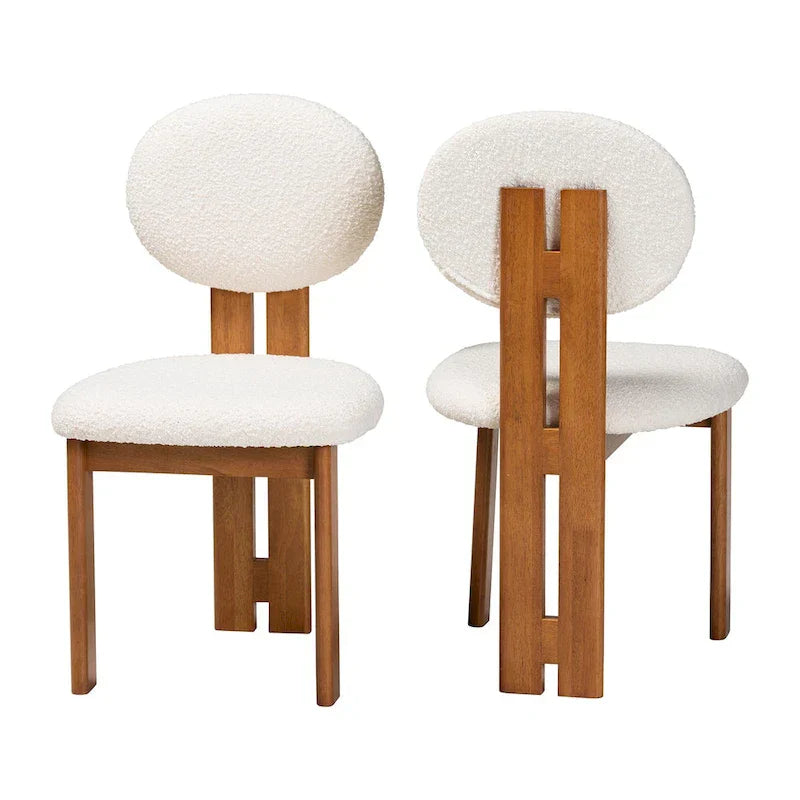 Kacela Contemporary Japandi Boucle Upholstered Wood Dining Chair Set - 2 Pieces - image 3