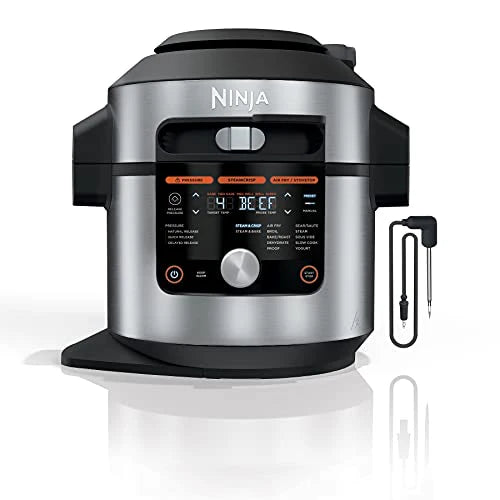 Ninja OL701 Foodi 14 in 1 SMART XL 8 Qt. Pressure Cooker Steam Fryer with SmartLid & Thermometer   Auto Steam Release, that Air Fries, Proofs & More, 3 Layer Capacity, 5 Qt. Crisp Basket, Silver/Black - image 1