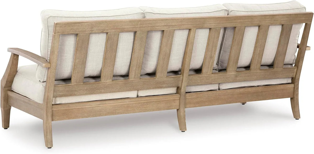 Signature Design by Ashley Clare View Coastal Outdoor Patio Eucalyptus Sofa with Cushions, Beige - image 72