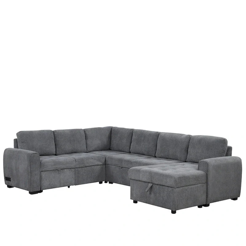 Roomfitters U-Shaped Sectional Sofa with Pull-Out Bed, Storage Chaise Lounge, and Integrated Charging Ports for Living Room - image 17