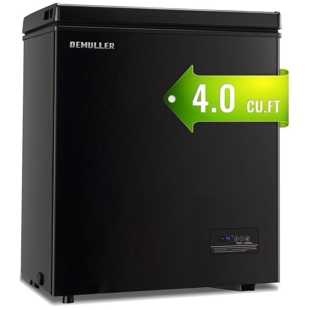 DEMULLER 4.0 Cu. ft Chest Freezer Small Freezer with Top Open Door Freestanding Black - image 1