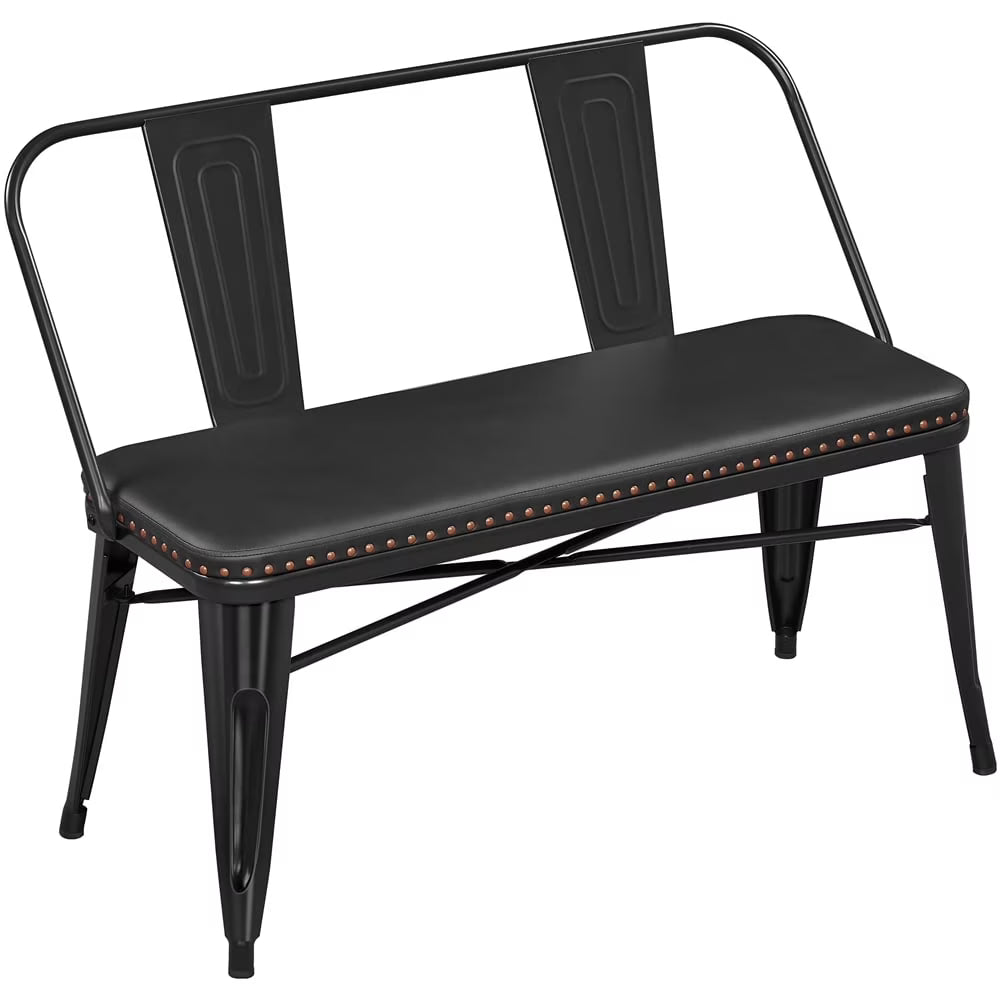 Yaheetech Industrial Metal Dining Bench with Upholstered Seat,Black - image 1