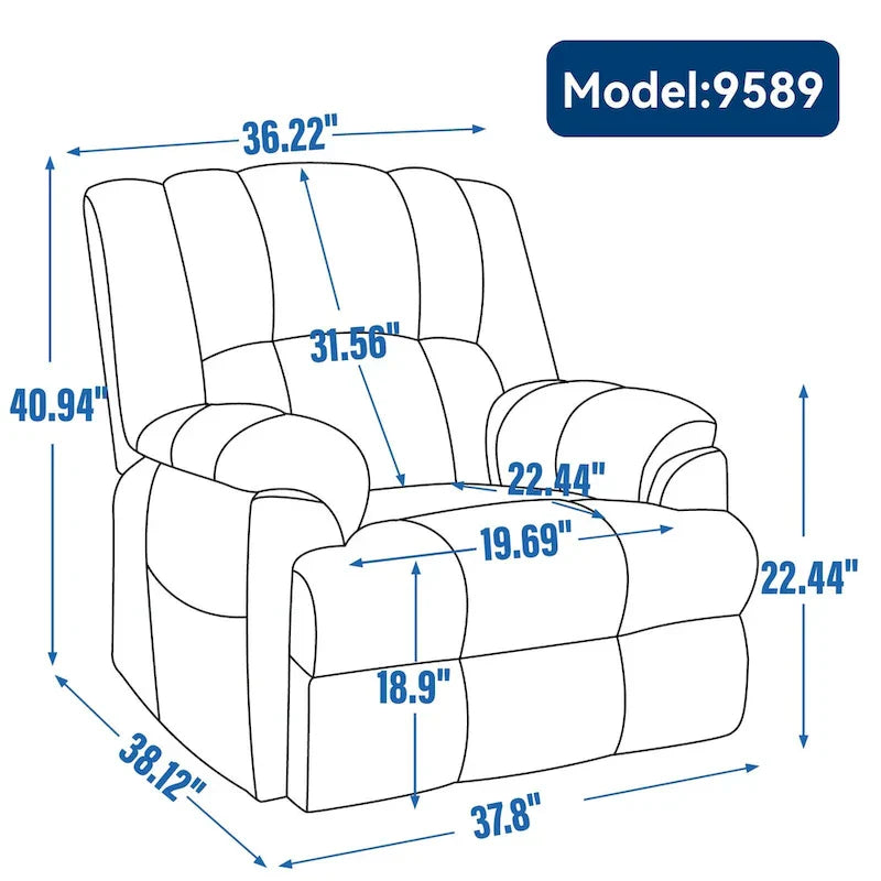 Grey Oversized Chenille Power Lift Recliner with Massage, Heating, and Flat Lay Feature - image 17