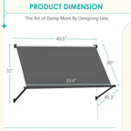 AECOJOY Retractable Awning, 40"x80" Manual Outdoor Awnings for Door Entrance, Sun Shade Canopy - image 3