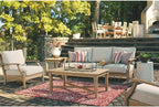 Signature Design by Ashley Clare View Coastal Outdoor Patio Eucalyptus Sofa with Cushions, Beige - image 24