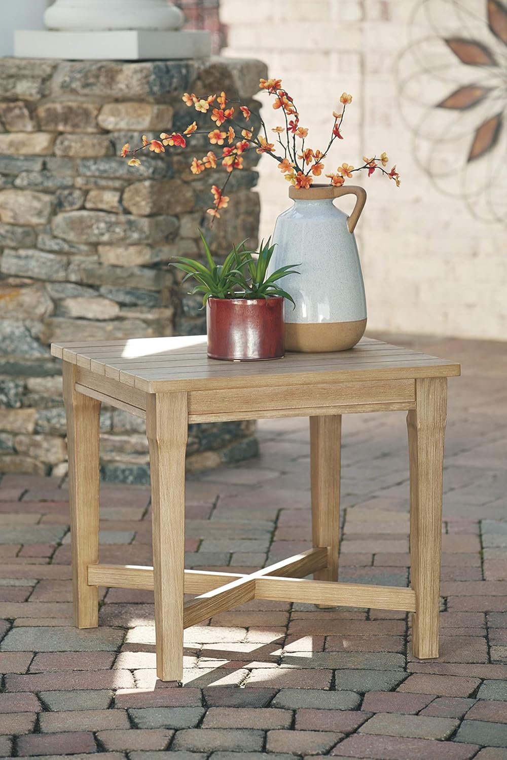 Signature Design by Ashley Clare View Coastal Outdoor Patio Eucalyptus Sofa with Cushions, Beige - image 22