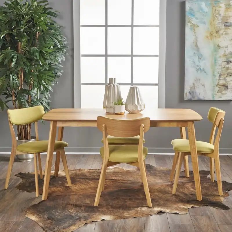Christopher Knight Home Alma Mid-Century 5-Piece Wooden Rectangular Dining Set - image 2