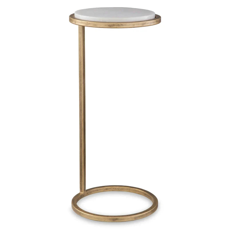 Copper Grove Vintage Gold Iron and White Marble Accent Table - image 1
