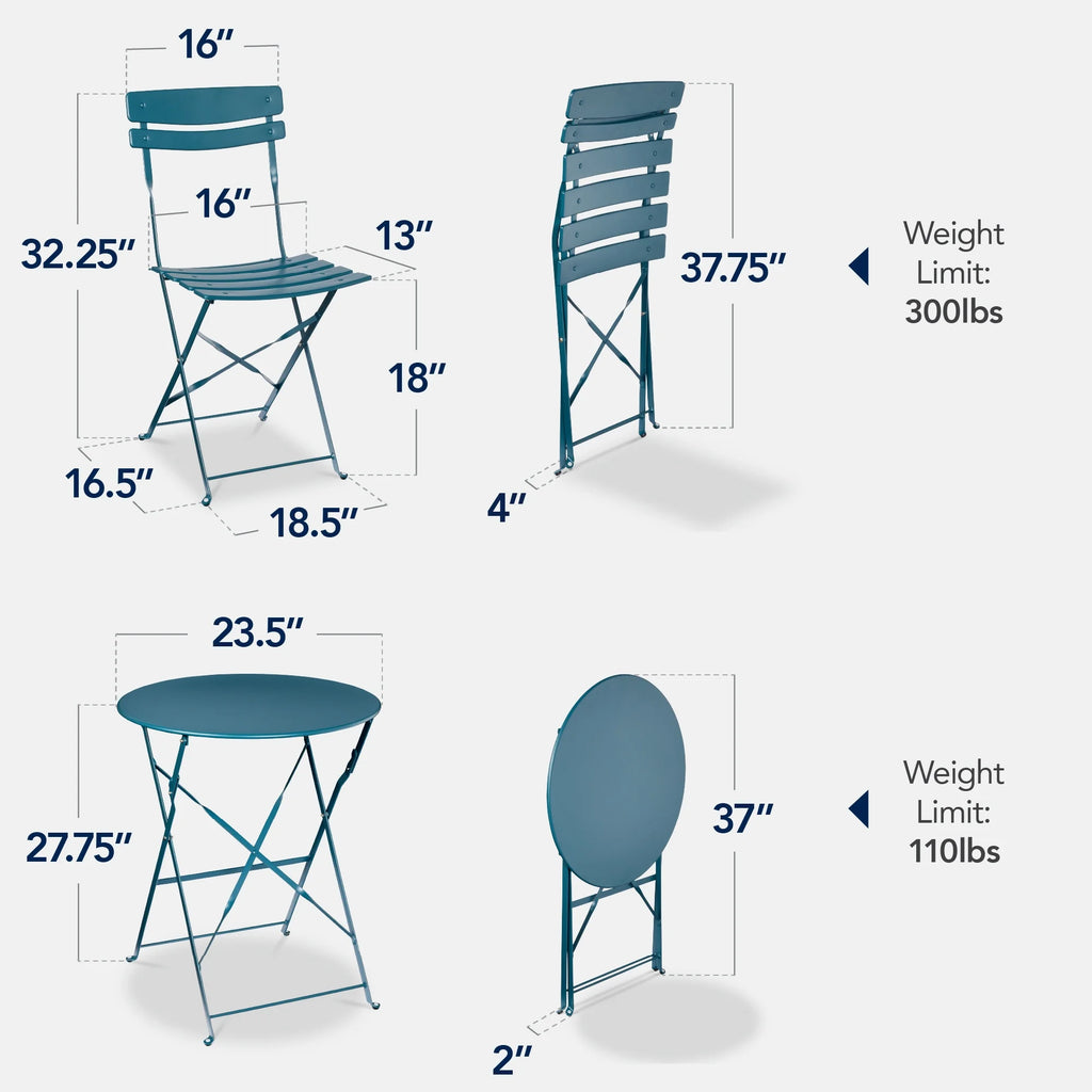 Best Choice Products 3-Piece Small Bistro Set, Folding Patio Furniture Set of 2 Chairs and Table - Black - image 126