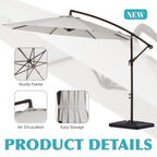 JUSTLET 10ft Heavy Duty Patio Hanging Offset Cantilever Patio Umbrella W/ 4-Piece Base Included Included, Beige - image 27